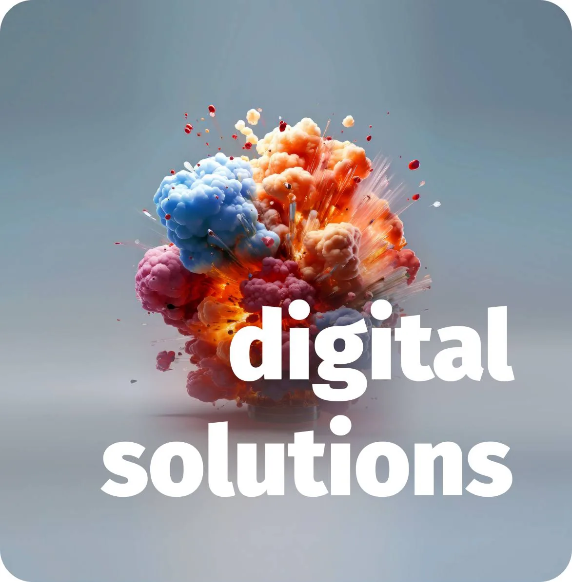Ilustra��o com uma explos�o de cor e o texto digital solutions