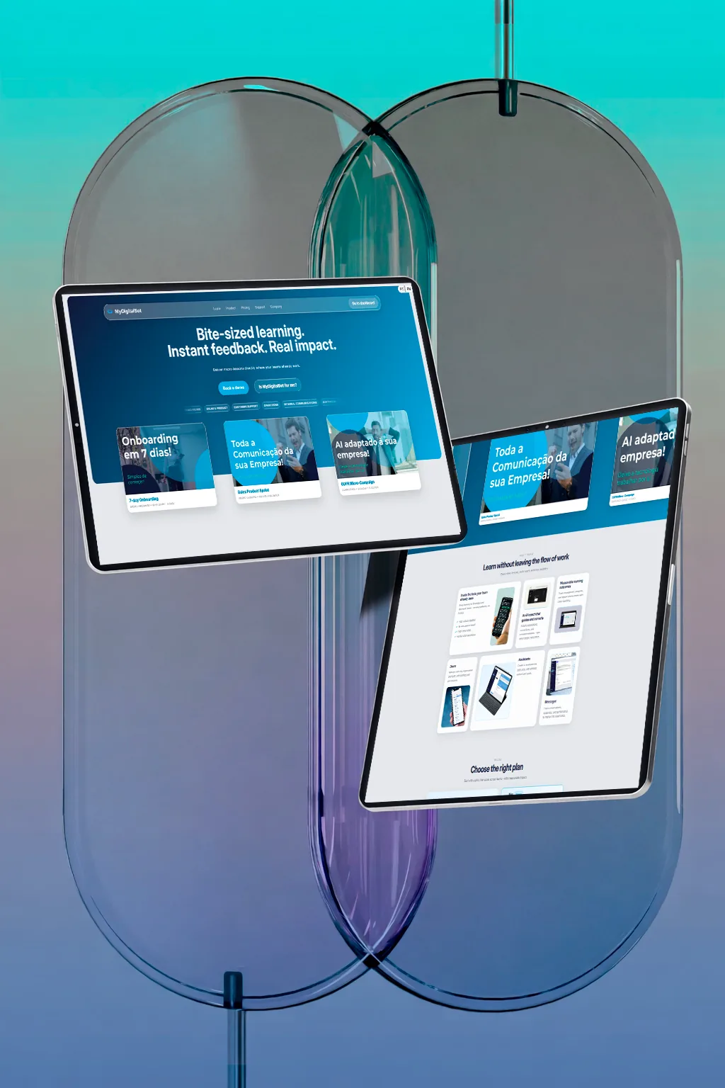 Ecr�s do MyDigitalBot num tablet e num telem�vel