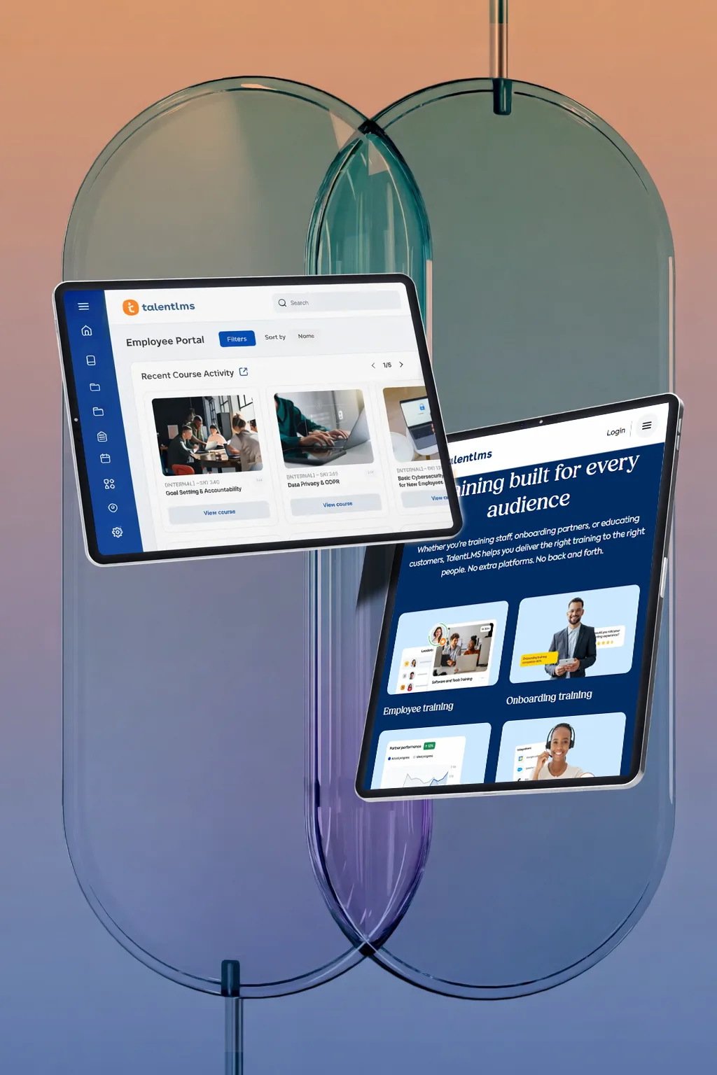 Plataforma TalentLMS num tablet e num telem�vel